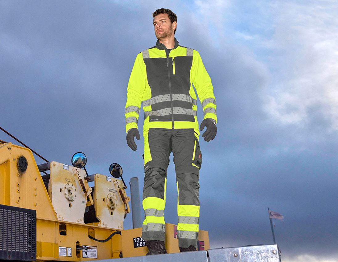 Thèmes: Pantalon à taille élast. signal. e.s.motion 24/7 + anthracite/jaune fluo 9