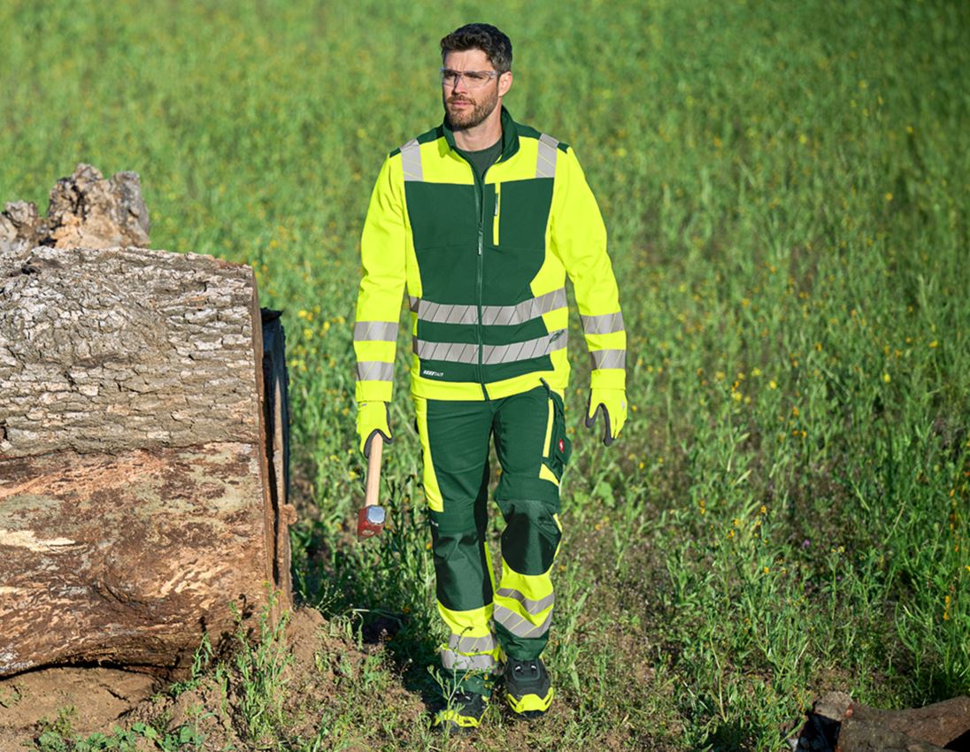 Pantalons de travail: Pantalon à taille élast. signal. e.s.motion 24/7 + vert/jaune fluo 3