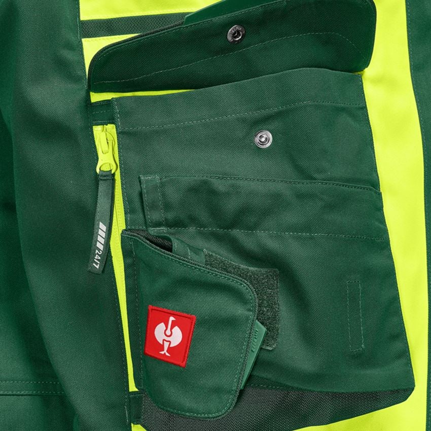 Kleding: Veiligheidswerkbroek e.s.motion 24/7 + groen/signaalgeel 2