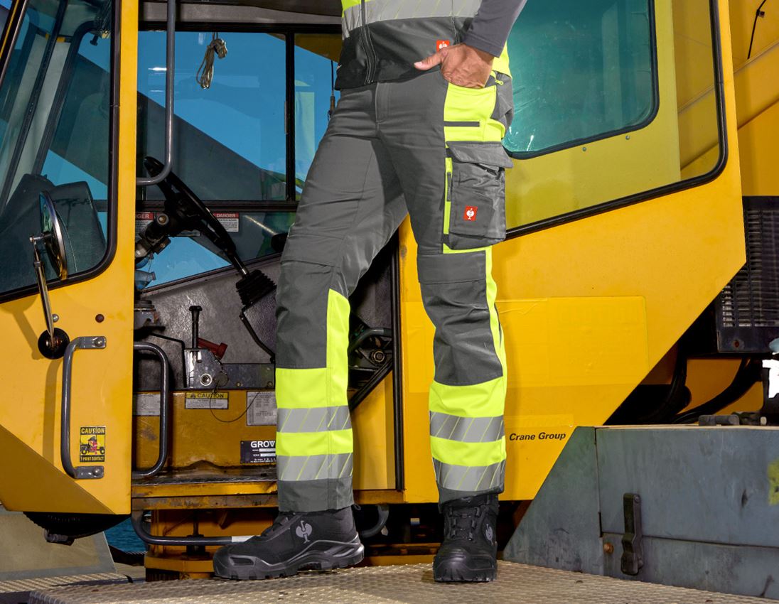 Thèmes: Pantalon à taille élast. signal. e.s.motion 24/7 + anthracite/jaune fluo