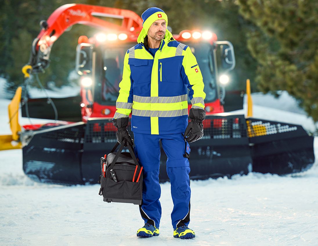 Vestes de travail: Veste softshell de signal. d'hiver e.s.motion 24/7 + bleu royal/jaune fluo 1