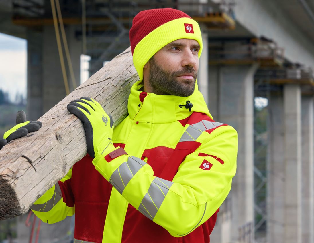 Vestes de travail: Veste softshell de signal. d'hiver e.s.motion 24/7 + rouge/jaune fluo 1