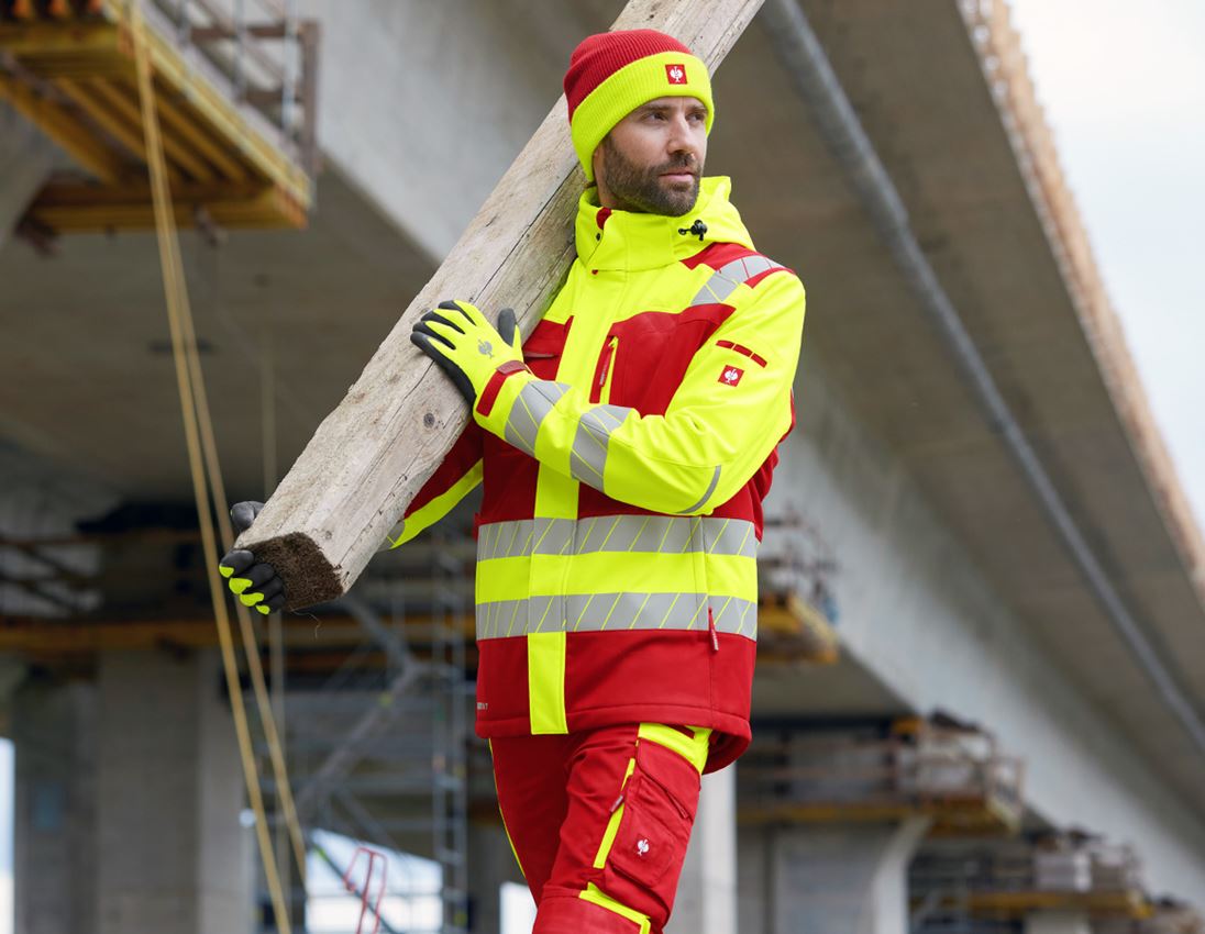 Vestes de travail: Veste softshell de signal. d'hiver e.s.motion 24/7 + rouge/jaune fluo 2