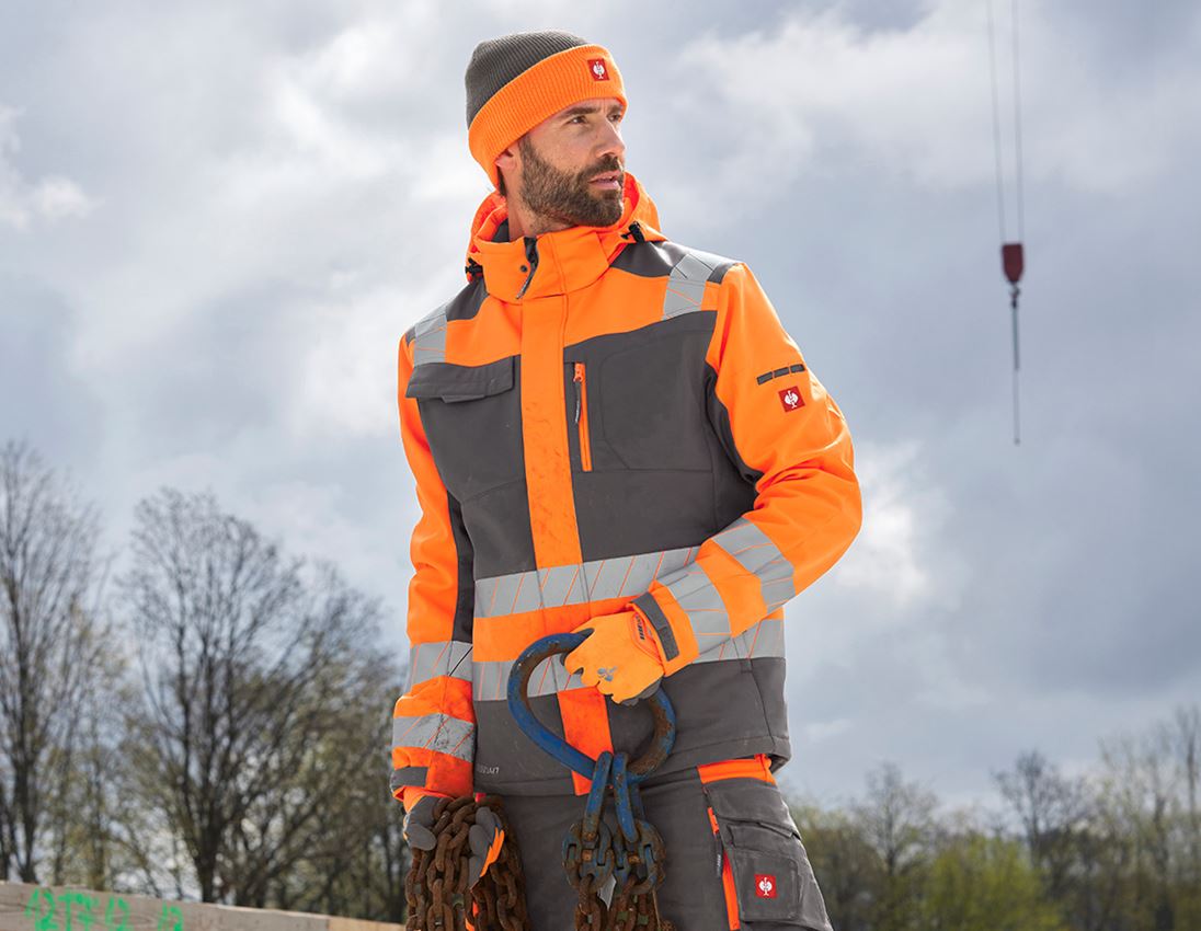 Kleding: Veiligheids winter-softshelljack e.s.motion 24/7 + antraciet/signaaloranje 2