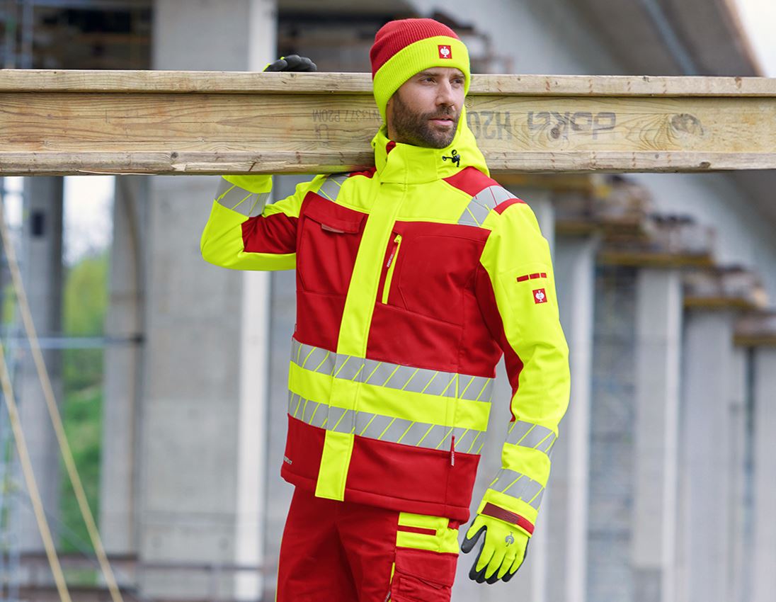 Thèmes: Veste softshell de signal. d'hiver e.s.motion 24/7 + rouge/jaune fluo