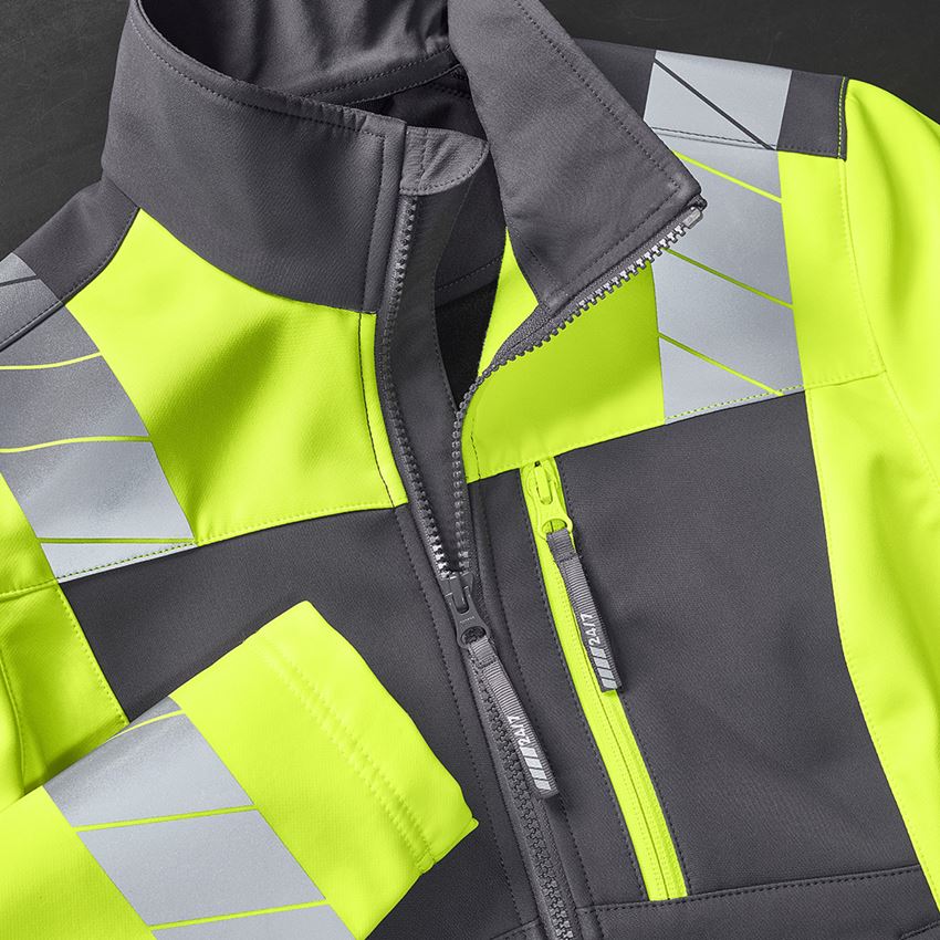 Vestes de travail: Veste softshell signal. e.s.motion 24/7, femmes + anthracite/jaune fluo 2