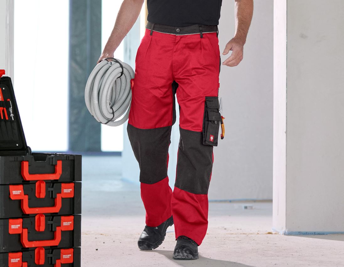 Pantalons de travail: Pantalon à taille élastique e.s.image + rouge/noir 7