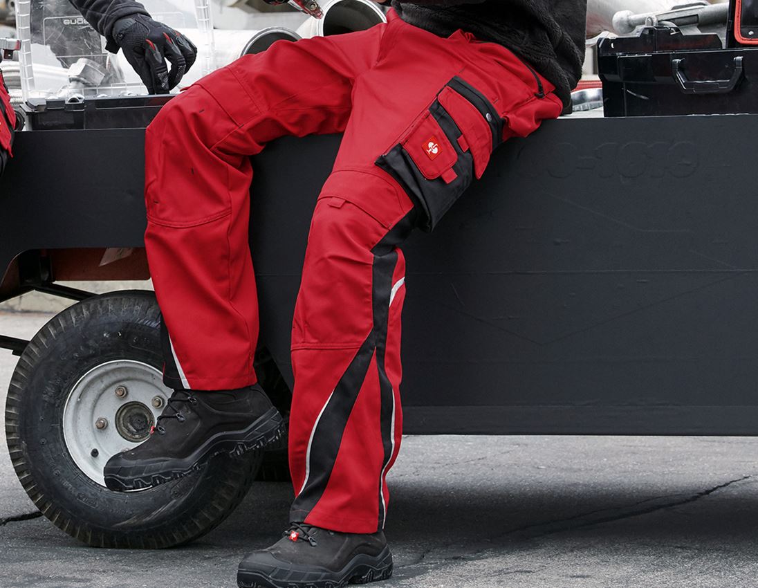 Pantalons de travail: Pantalon à taille élastique e.s.motion + rouge/noir