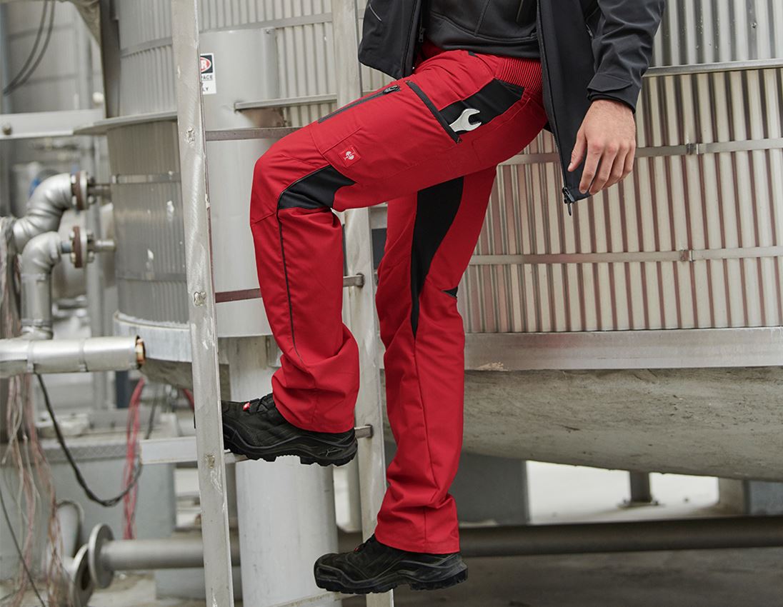 Installateurs / Plombier: Pantalon à taille élastique e.s.vision, hommes + rouge/noir 1