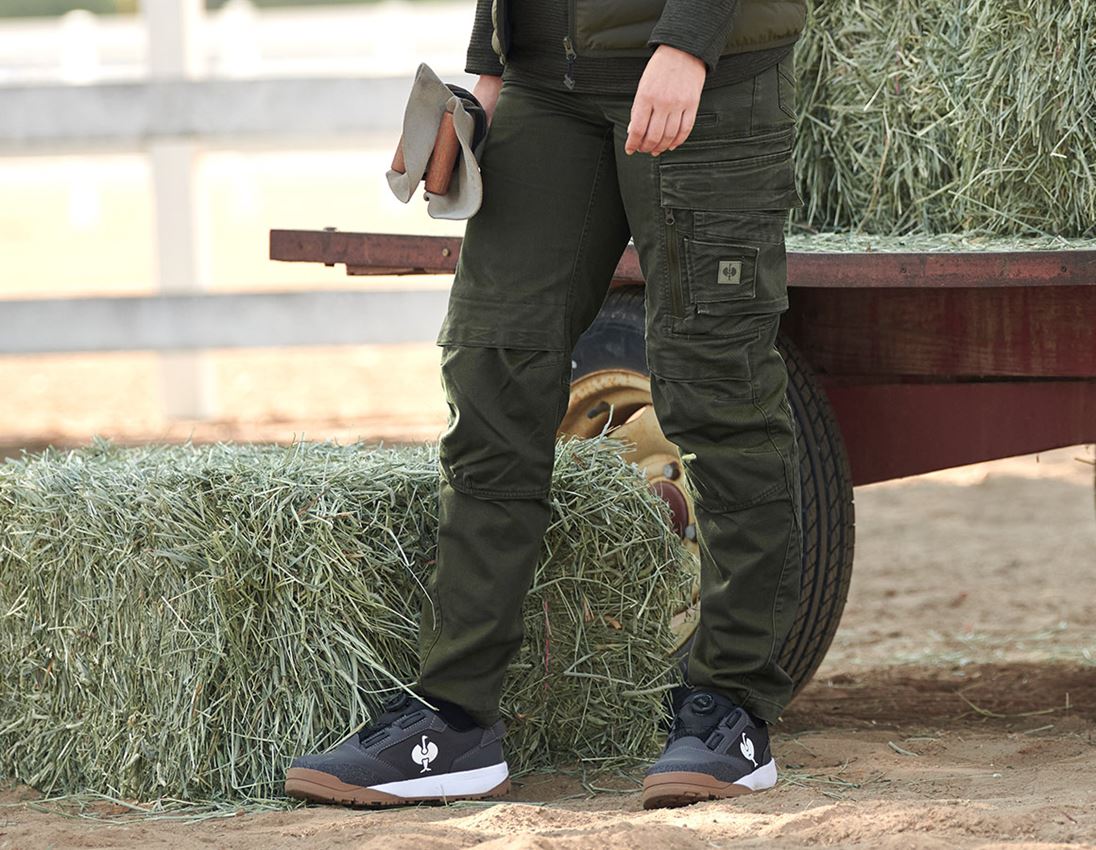 Horti-/ Sylvi-/ Agriculture: Pantalon à taille élastique e.s.motion ten, femmes + vert camouflage
