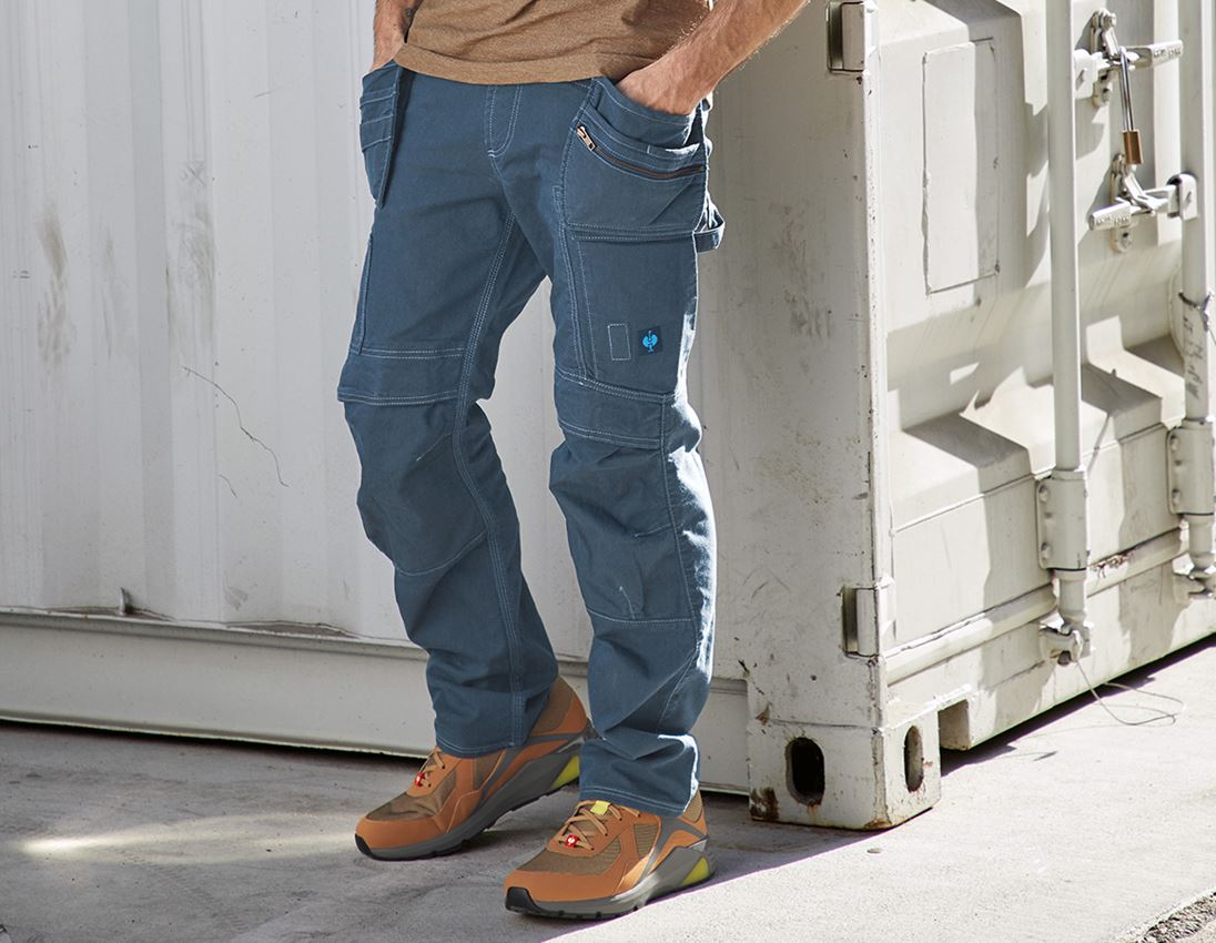 Pantalons de travail: Pantalon à taille élastique holster e.s.vintage + bleu arctique