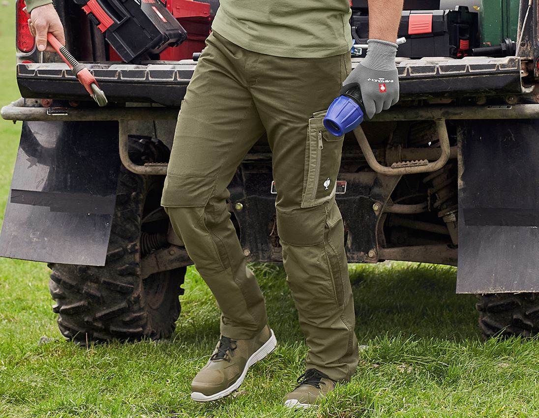 Pantalons de travail: Pantalon à taille élastique e.s.concrete light + vert boue/vert stipa