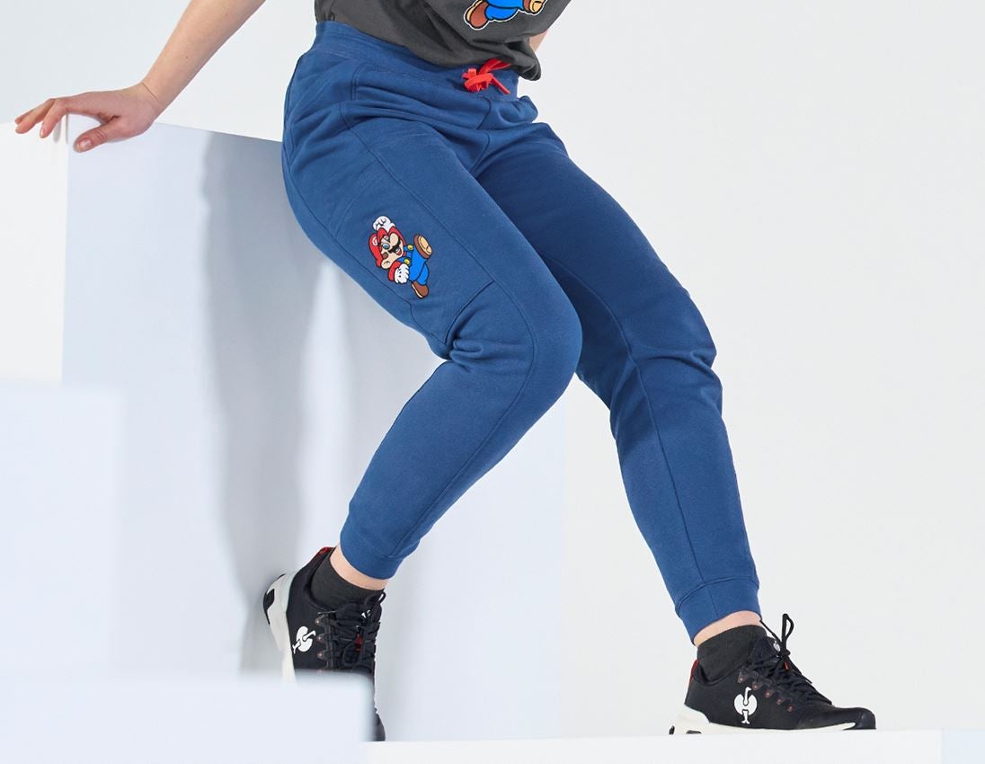 Samenwerkingen: Super Mario sweatpants, dames + alkalisch blauw