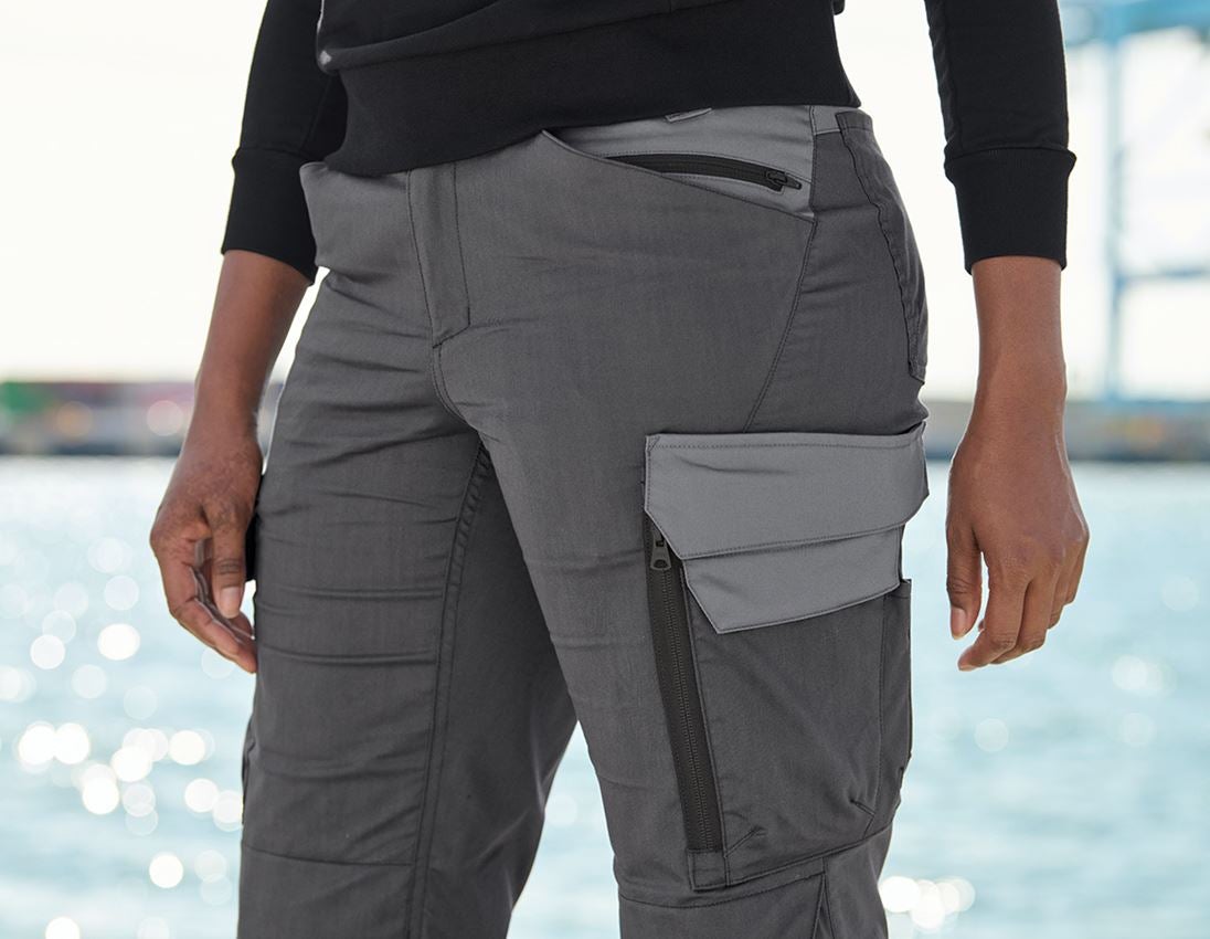 Pantalons de travail: Pantalon à taille élastique e.s.trail pure, femmes + gris carbone/gris basalte 4