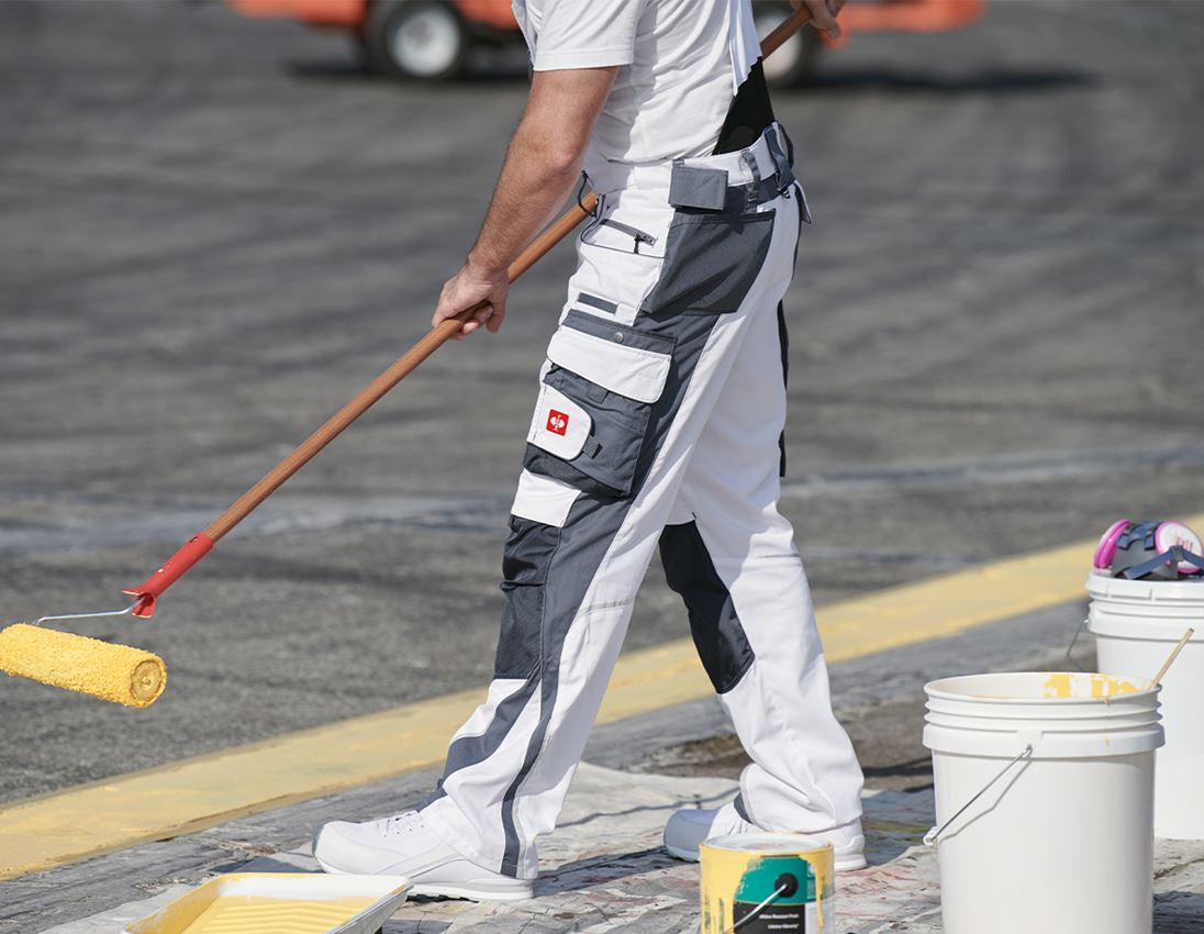 Pantalons de travail: Salopette e.s.motion + blanc/gris 1