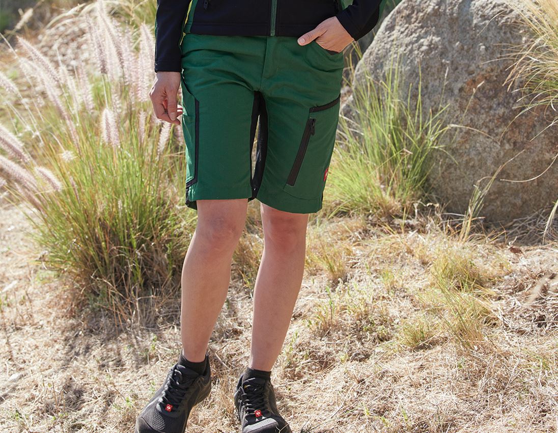 Pantalons de travail: Short e.s.vision, femmes + vert/noir