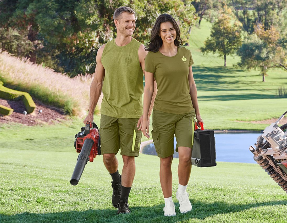 Pantalons de travail: Short e.s.trail, femmes + vert genévrier/vert citron 3