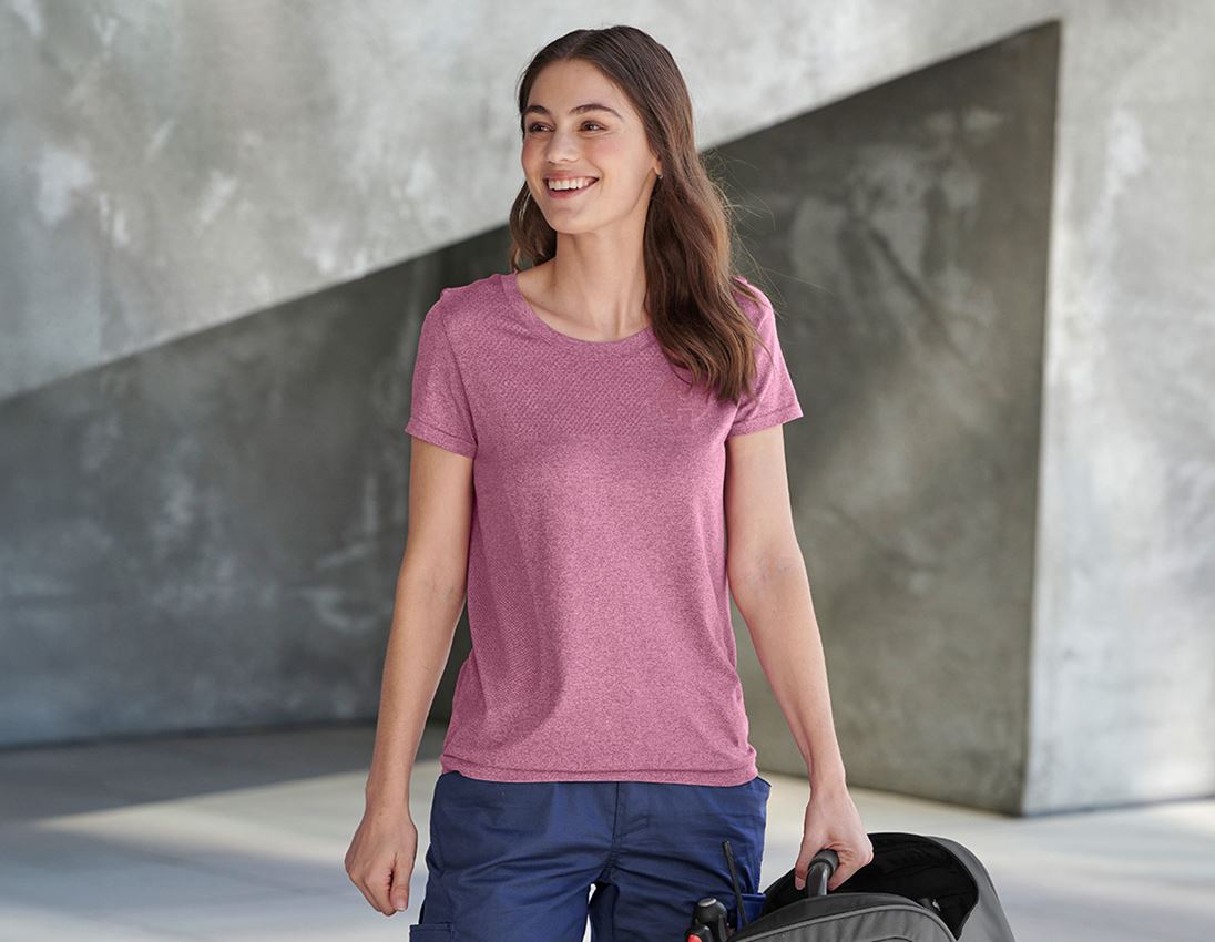 Kleding: T-Shirt seamless  e.s.trail, dames + tarapink melange