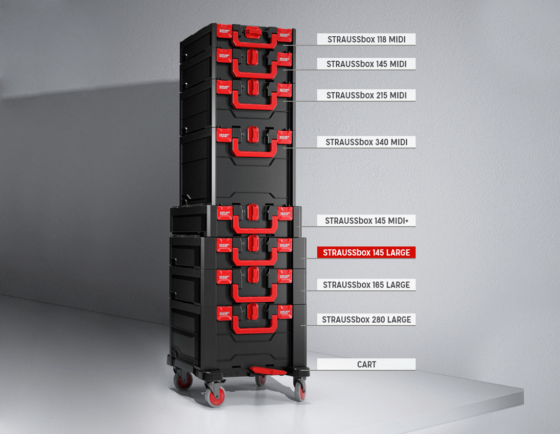 STRAUSSbox Systeem: STRAUSSbox 145 large + zwart/rood