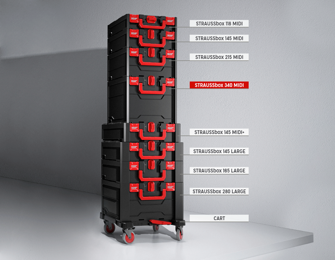 STRAUSSbox Systeem: STRAUSSbox 340 midi + zwart/rood