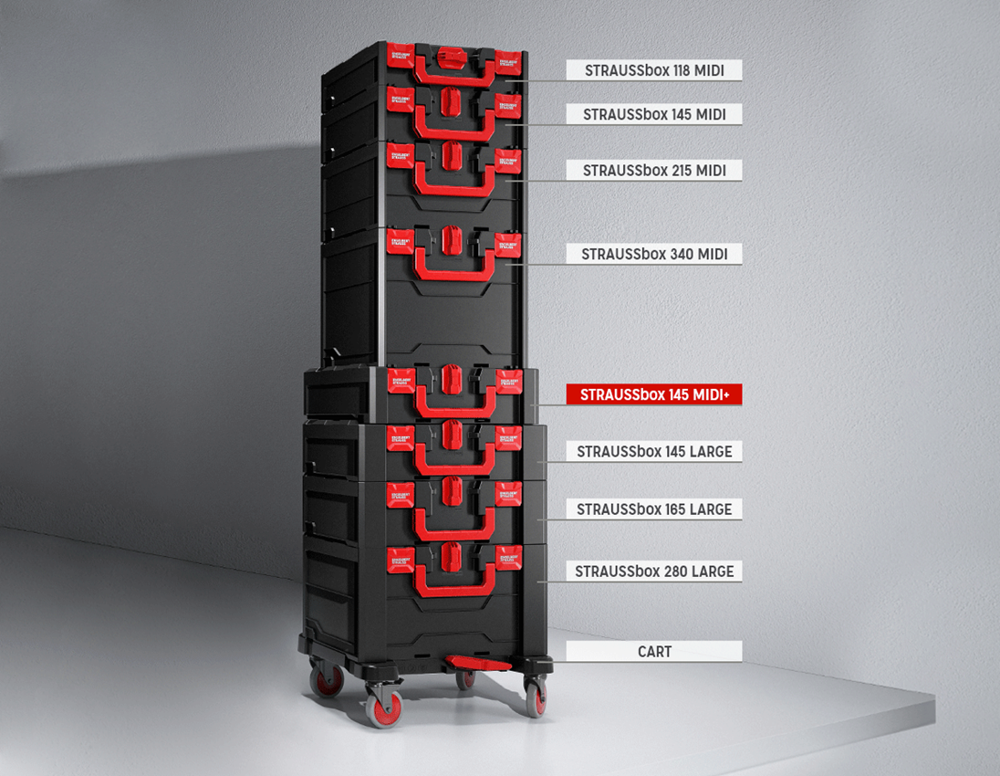 STRAUSSbox System: STRAUSSbox 145 midi+ + schwarz/rot