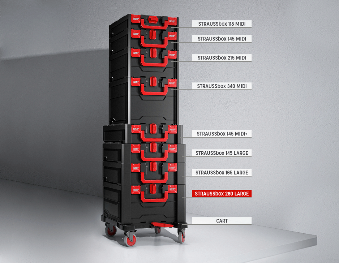 STRAUSSbox Systeem: STRAUSSbox 280 large + zwart/rood