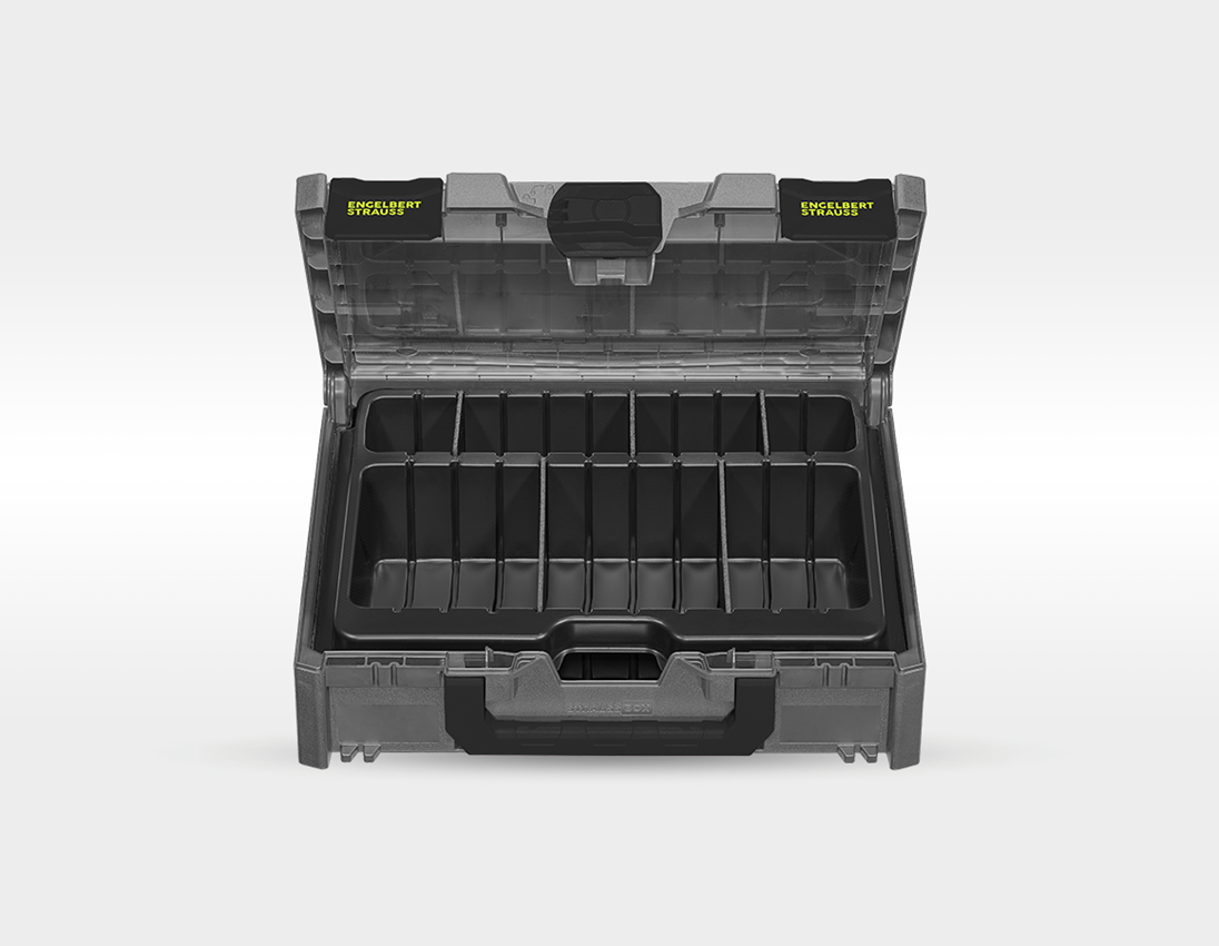 Système STRAUSSbox: Kit d'outils + perceuse-vis. multi. + STRAUSSbox + gris basalte/jaune acide 2