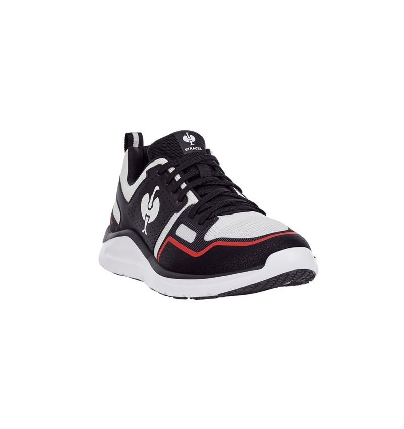 Schoenen: O1 Werkschoenen e.s. Antibes low + zwart/wit/strauss rood 5