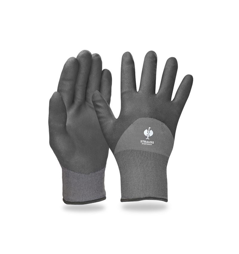 Gecoate: e.s. Nitril handschoenen evertouch winter + zwart/grijs