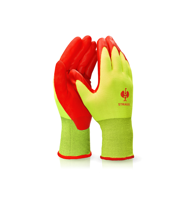 Gecoate: Nitrilschuim handschoenen Flexible Foam + signaalgeel/rood