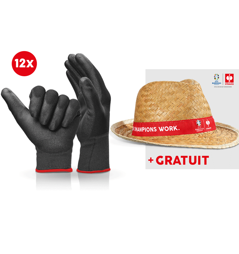 Collaborations: 12x Gants micro PU + EURO2024 chapeau + noir
