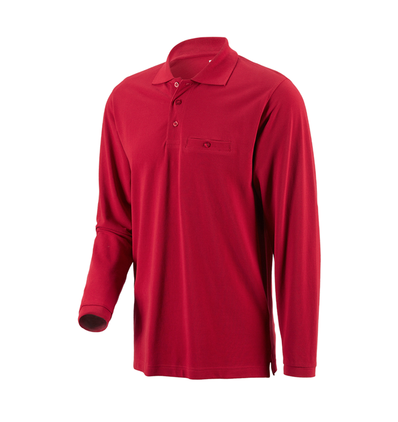 Shirts & Co.: e.s. Longsleeve-Polo cotton Pocket + rot 1