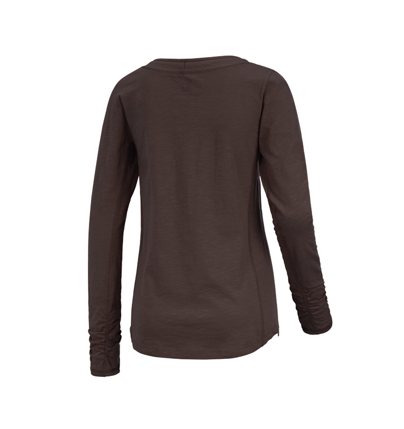 Shirts & Co.: e.s. Longsleeve cotton slub, Damen + kastanie 1