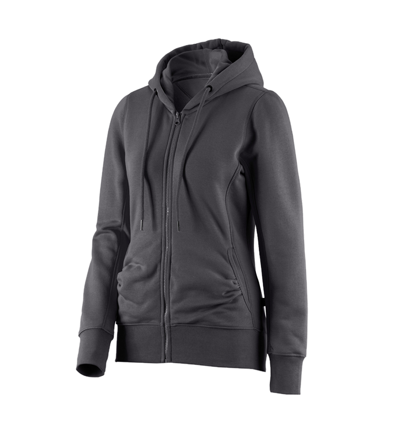 Bovenkleding: e.s. Hoody-Sweatjack poly cotton, dames + antraciet