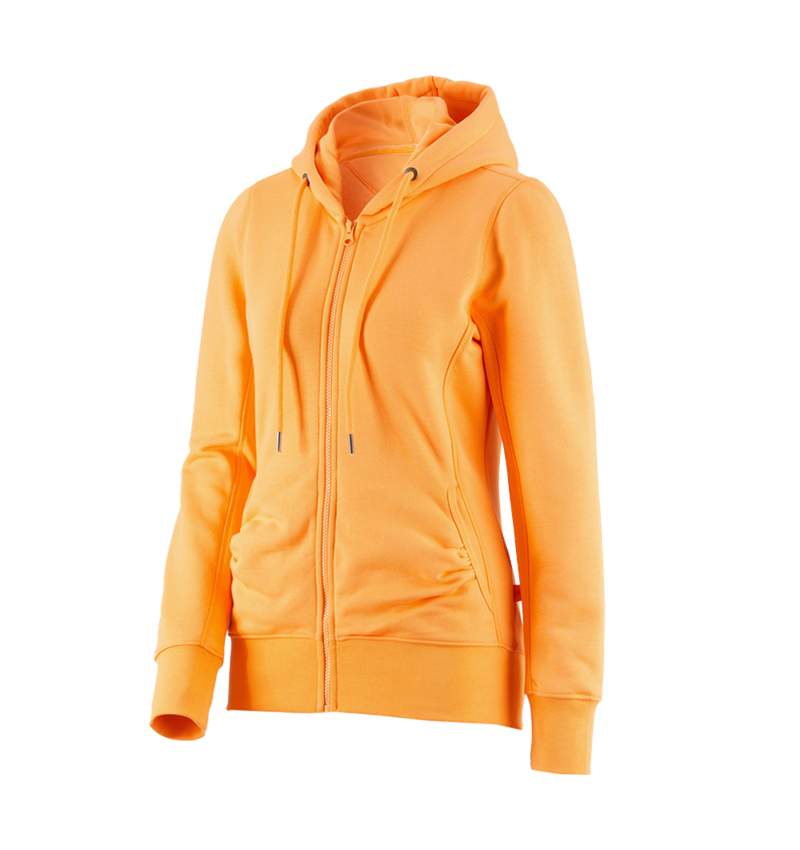Hauts: e.s. Hoody sweat zippé poly cotton, femmes + orange clair