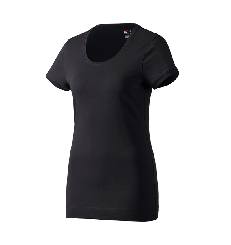 Shirts & Co.: e.s. Long-Shirt cotton, Damen + schwarz 1