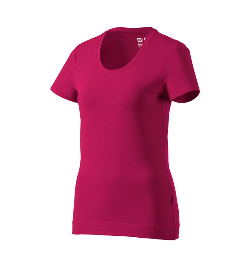 Hauts: e.s. T-shirt cotton stretch, femmes + magenta 2