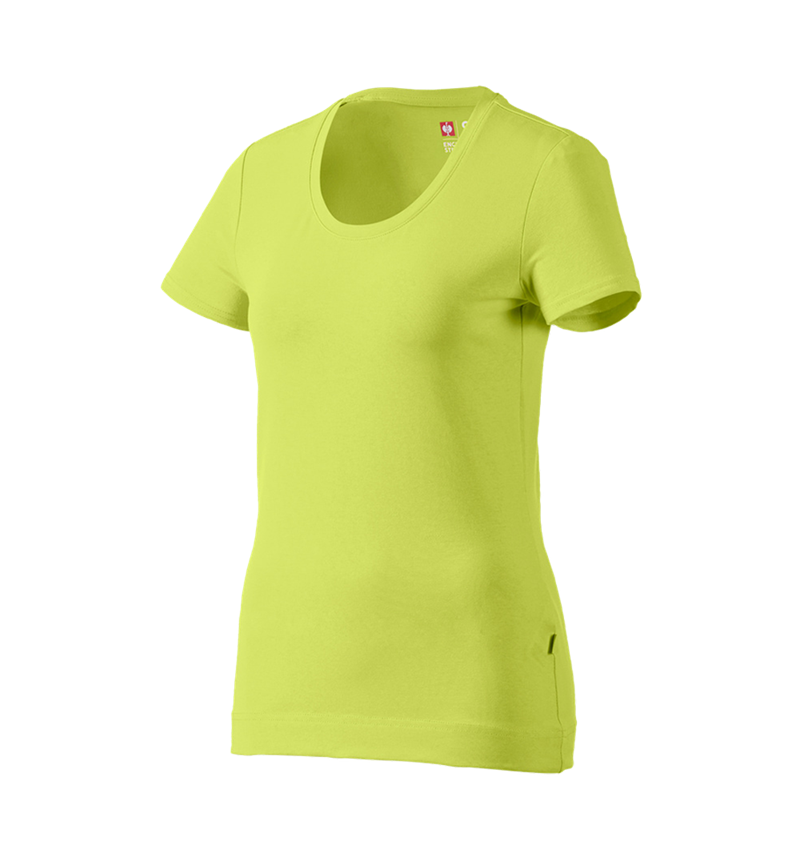 Hauts: e.s. T-shirt cotton stretch, femmes + vert mai 2