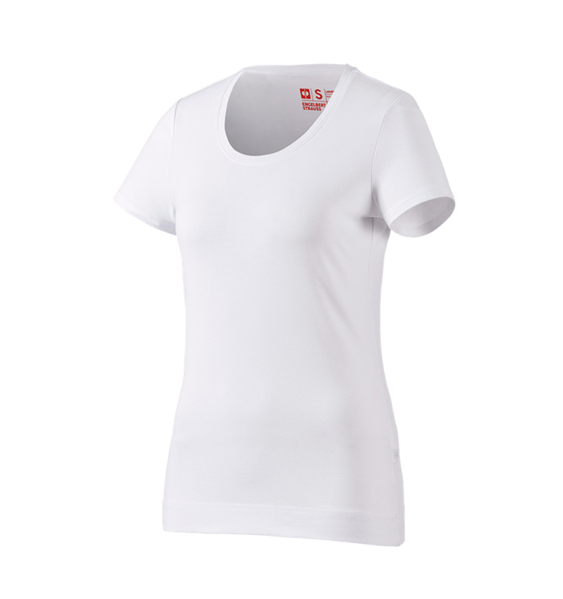 Hauts: e.s. T-shirt cotton stretch, femmes + blanc 2
