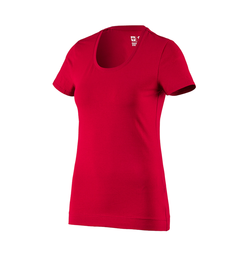 Hauts: e.s. T-shirt cotton stretch, femmes + rouge vif 2
