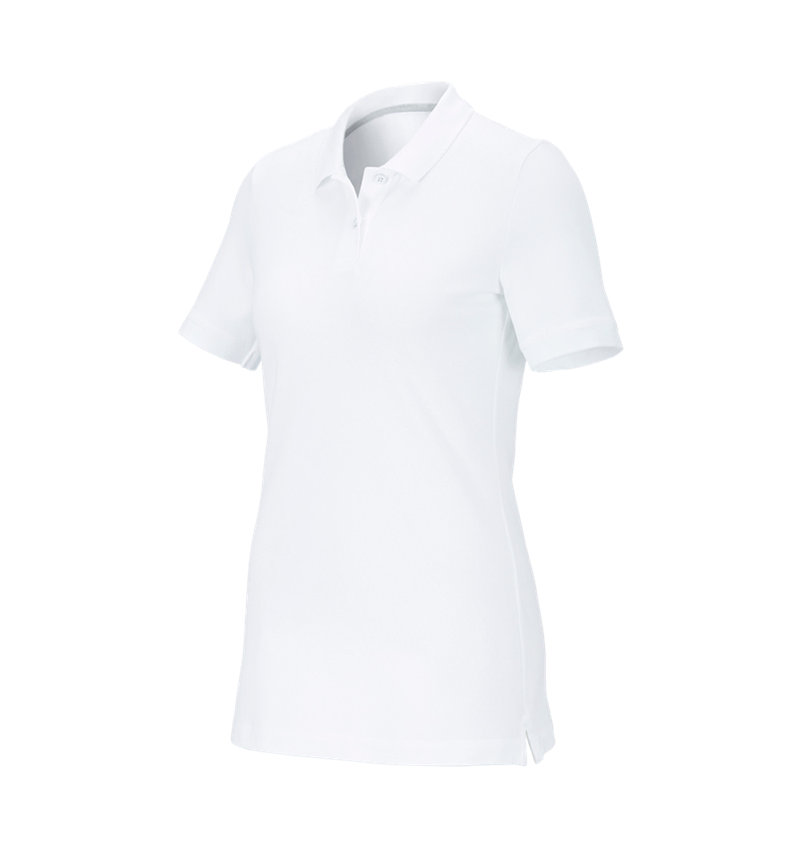 Shirts & Co.: e.s. Piqué-Polo cotton stretch, Damen + weiß 2