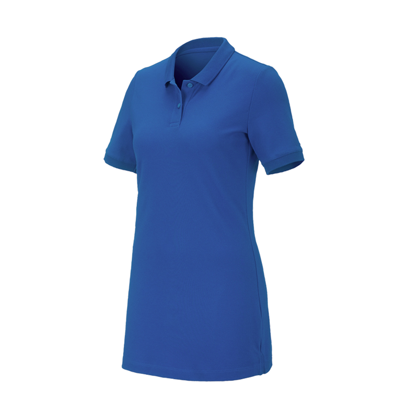 Hauts: e.s. Pique-Polo cotton stretch, femmes, long fit + bleu gentiane 2