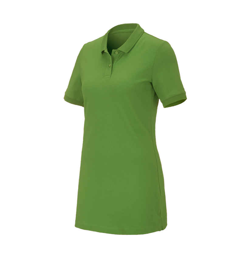 Shirts & Co.: e.s. Piqué-Polo cotton stretch, Damen, long fit + seegrün 2