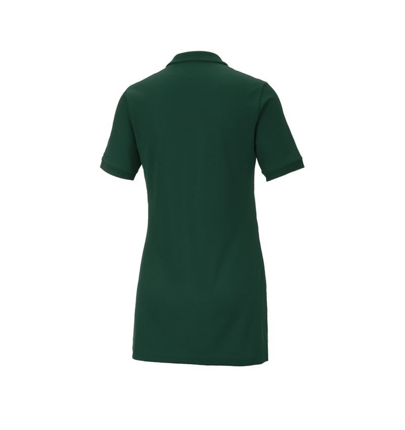 Shirts & Co.: e.s. Piqué-Polo cotton stretch, Damen, long fit + grün 3