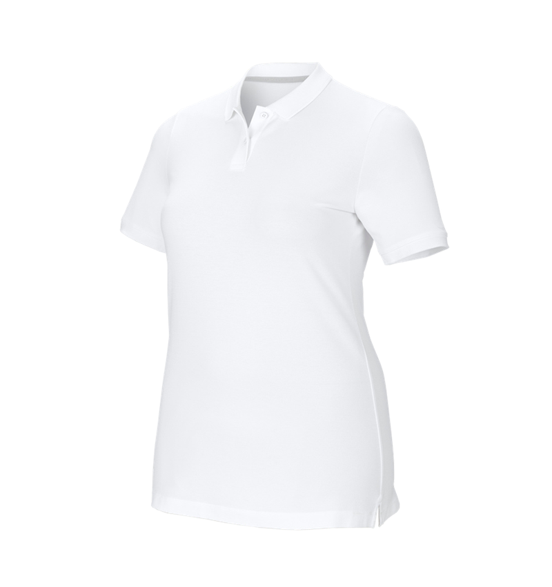 Themen: e.s. Piqué-Polo cotton stretch, Damen, plus fit + weiß 2