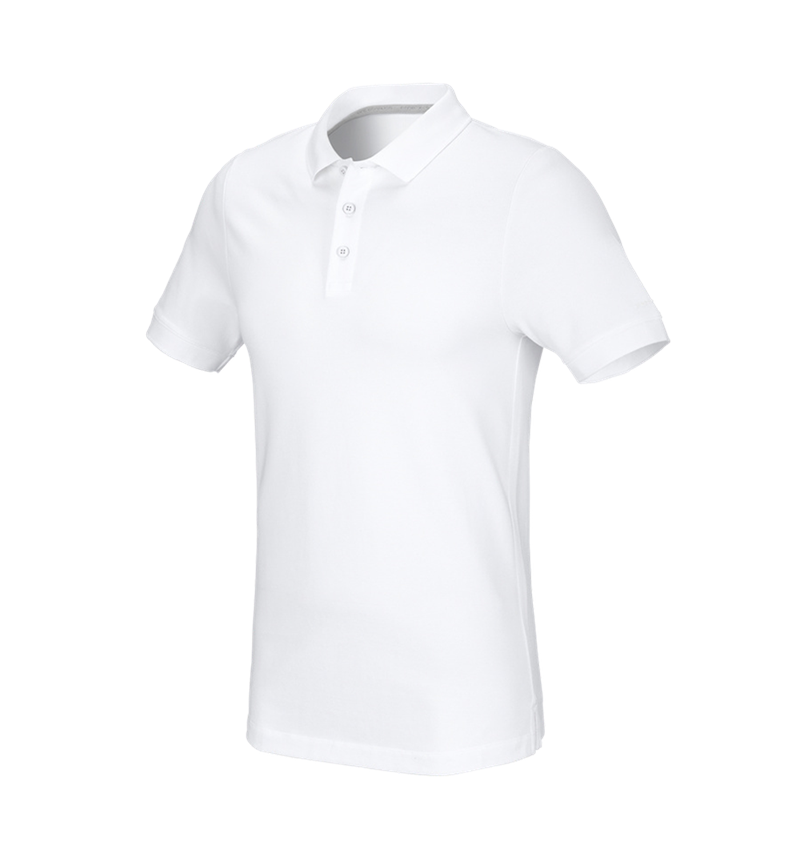 Bovenkleding: e.s. Pique-Polo cotton stretch, slim fit + wit 2