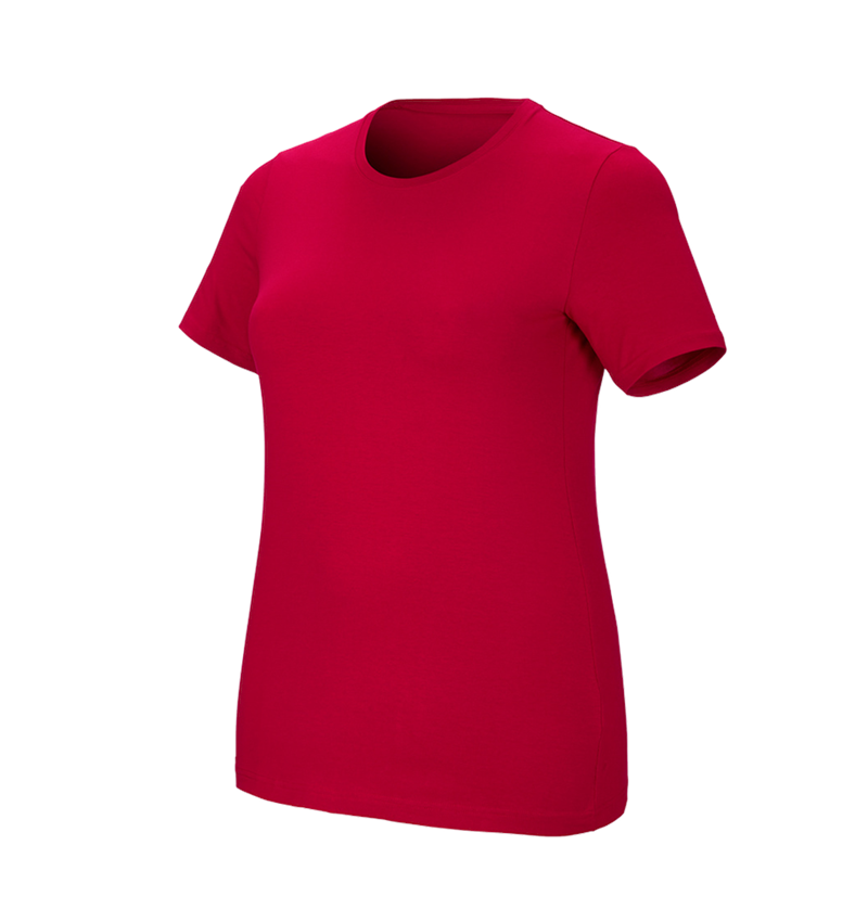 Bovenkleding: e.s. T-Shirt cotton stretch, dames, plus fit + vuurrood 2