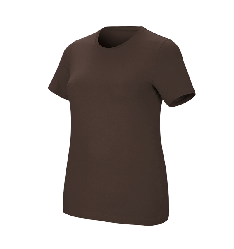 Onderwerpen: e.s. T-Shirt cotton stretch, dames, plus fit + kastanje 2