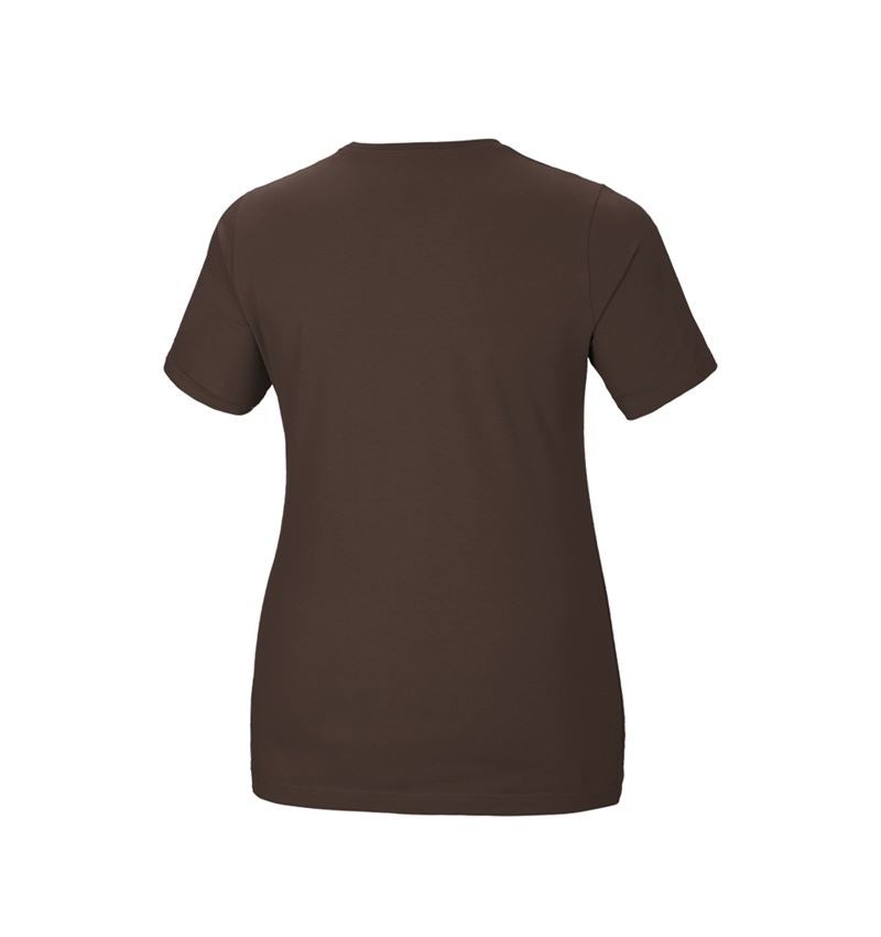 Bovenkleding: e.s. T-Shirt cotton stretch, dames, plus fit + kastanje 3