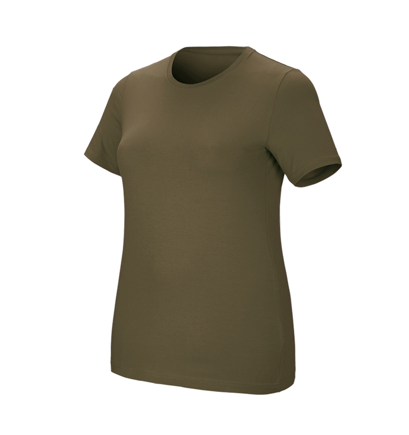 Hauts: e.s. T-Shirt cotton stretch, femmes, plus fit + vert boue 2